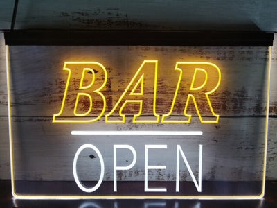 Bar Open Two Tone Illuminated LED Neon Sign