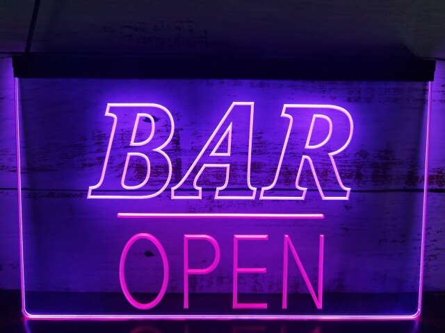 Bar Open Two Tone Illuminated LED Neon Sign