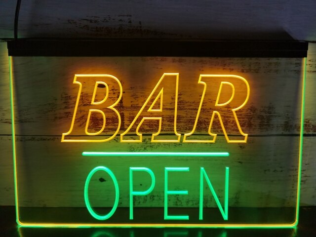 Bar Open Two Tone Illuminated LED Neon Sign
