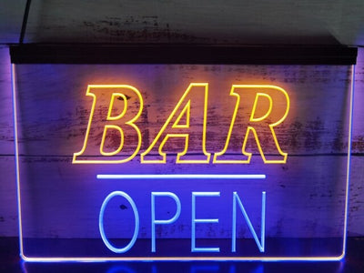Bar Open Two Tone Illuminated LED Neon Sign