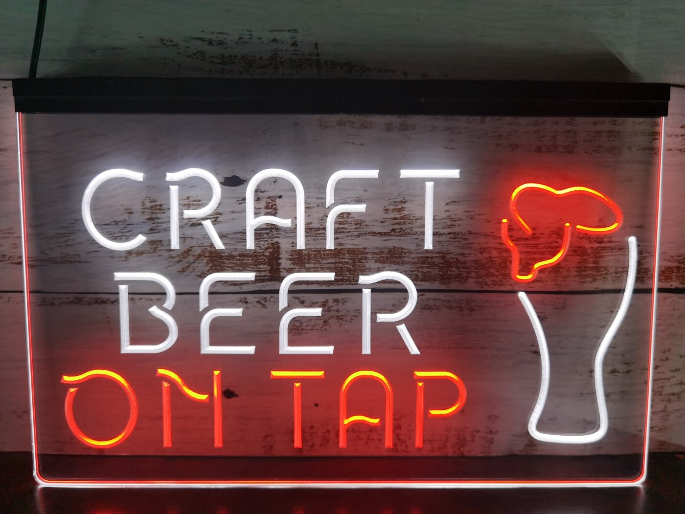 Craft Beer On Tap Two Tone Illuminated Sign