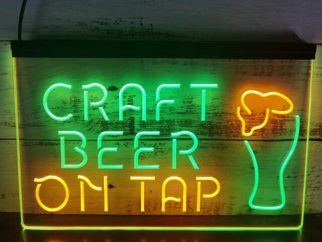 Craft Beer On Tap Two Tone Illuminated Sign