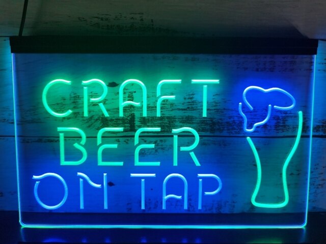 Craft Beer On Tap Two Tone Illuminated Sign