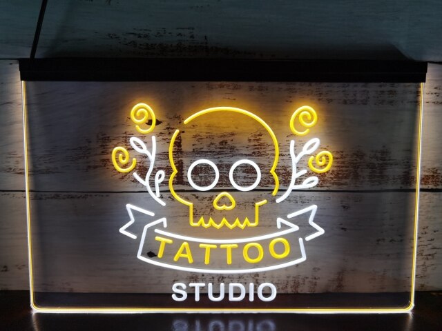 Tattoo Studio Two Tone Illuminated Sign