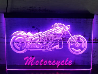 Motorcycles Shop Garage Two Tone Illuminated Sign