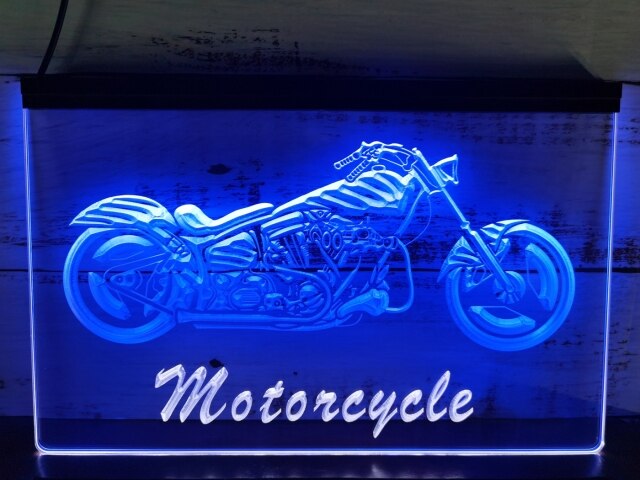Cowgirl Motorcycle Neon Sign - 16"x12" Dual Color LED Wall Art For Garage, Man Cave, Or Bar
