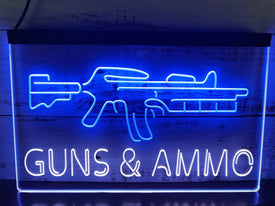 Guns and Ammo Two Tone Illuminated Sign