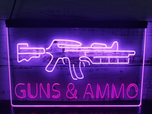Guns and Ammo Two Tone Illuminated Sign