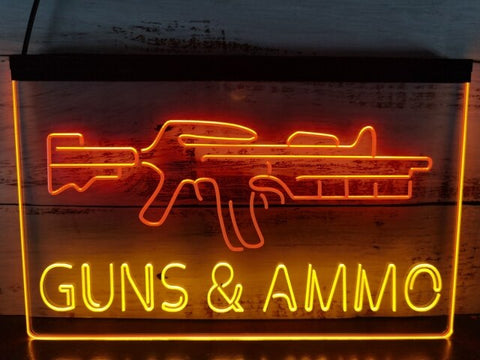 Guns and Ammo Two Tone Illuminated Sign