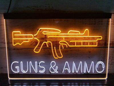 Guns and Ammo Two Tone Illuminated Sign