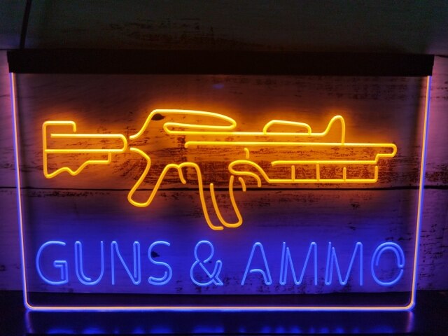 Guns and Ammo Two Tone Illuminated Sign