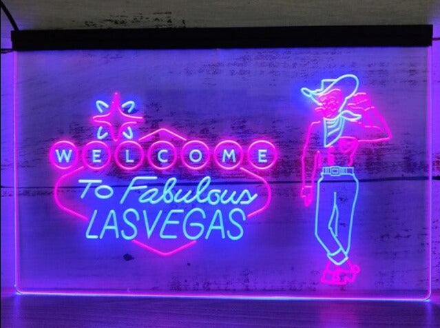 Welcome To Fabulous Las Vegas Two Tone Illuminated Sign