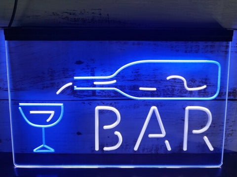 Image of Bar With Pouring Bottle Two Tone Illuminated Sign