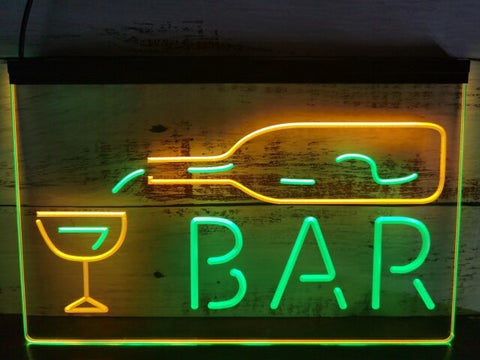 Image of Bar With Pouring Bottle Two Tone Illuminated Sign