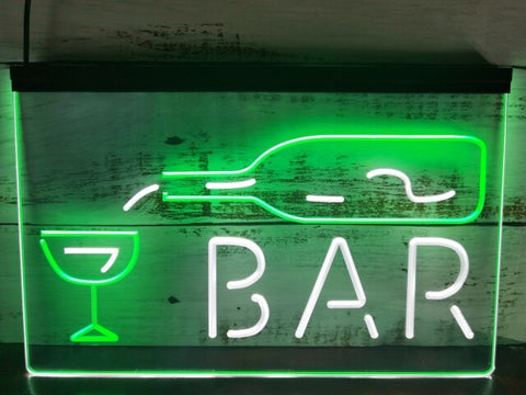 Image of Bar With Pouring Bottle Two Tone Illuminated Sign