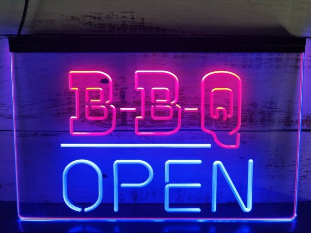 BBQ Open Two Tone Illuminated Sign