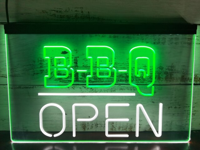 BBQ Open Two Tone Illuminated Sign