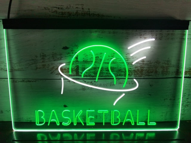 Basketball Club LED Neon Sign - 16x12 Inch Green & Blue Illuminated Wall Art