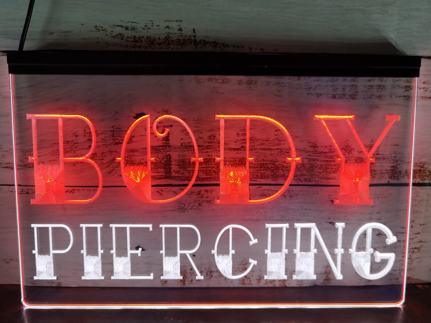 Body Piercing Two Tone Illuminated Sign