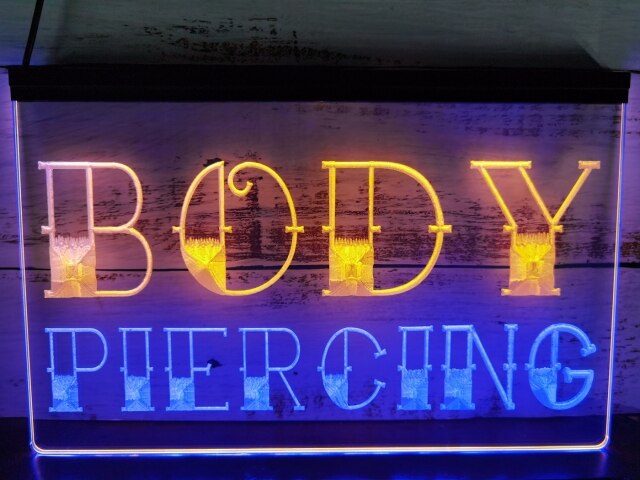 Body Piercing Two Tone Illuminated Sign