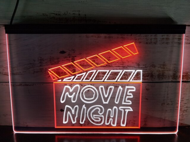 Movie Night Two Tone Illuminated Sign