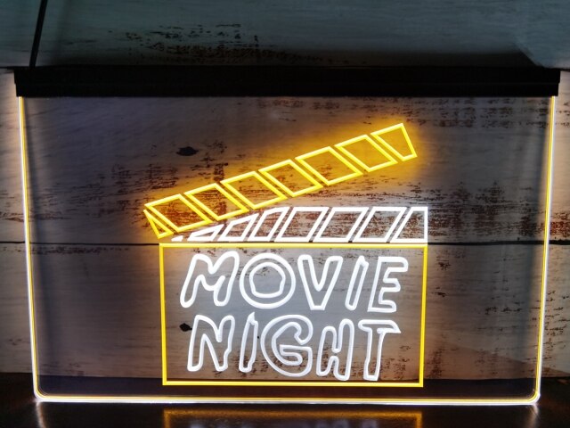 Movie Night Two Tone Illuminated Sign