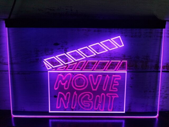 Movie Night Two Tone Illuminated Sign