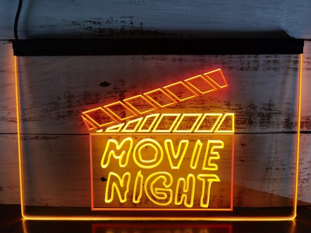 Movie Night Two Tone Illuminated Sign