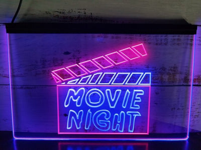 Movie Night Two Tone Illuminated Sign