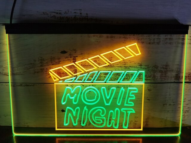 Movie Night Two Tone Illuminated Sign