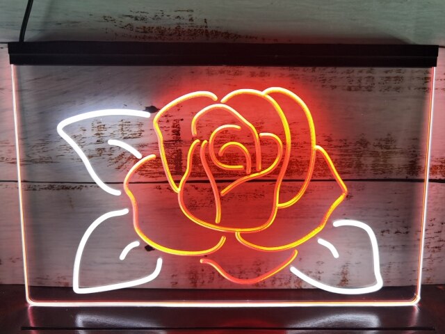Rose Flower Two Tone Illuminated Sign