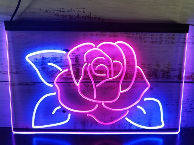 Rose Flower Two Tone Illuminated Sign