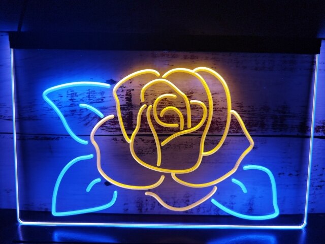 Rose Flower Two Tone Illuminated Sign