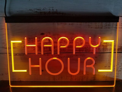 Image of Happy Hour Two Tone Illuminated Sign