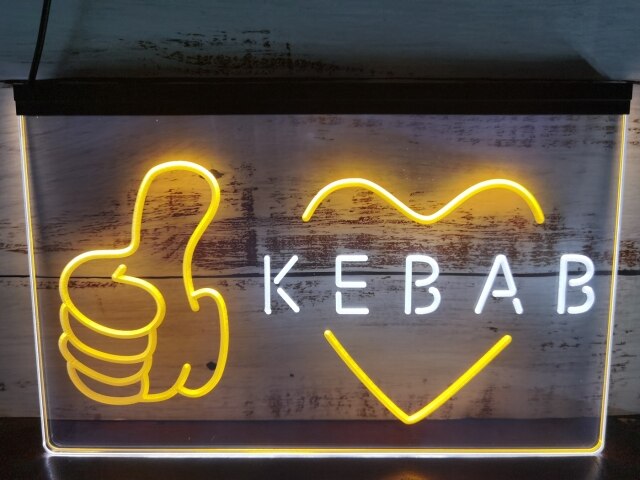 Kebab Shop Restaurant Two Tone Illuminated Sign