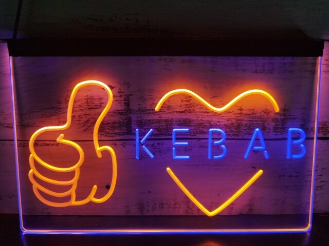 Kebab Shop Restaurant Two Tone Illuminated Sign
