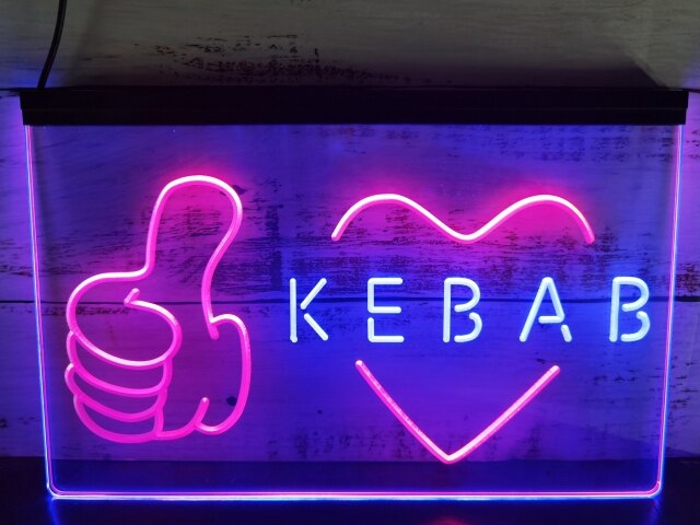 Kebab Shop Restaurant Two Tone Illuminated Sign