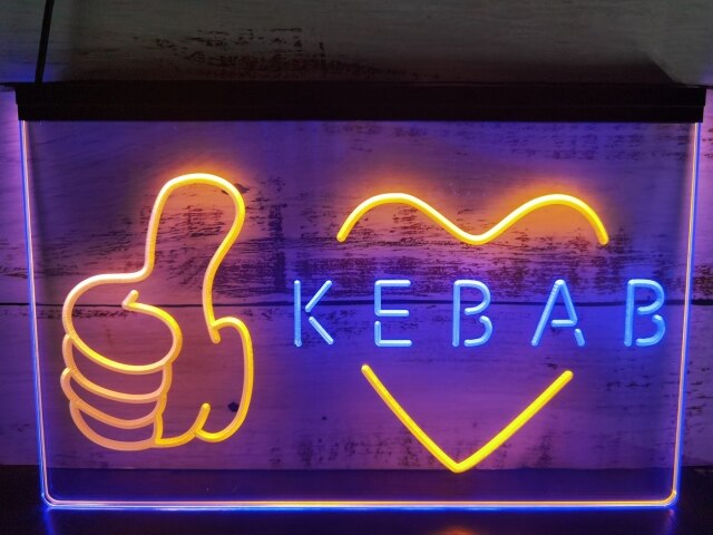 Kebab Shop Restaurant Two Tone Illuminated Sign