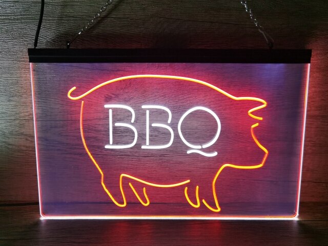 BBQ Pig Two Tone Illuminated Sign