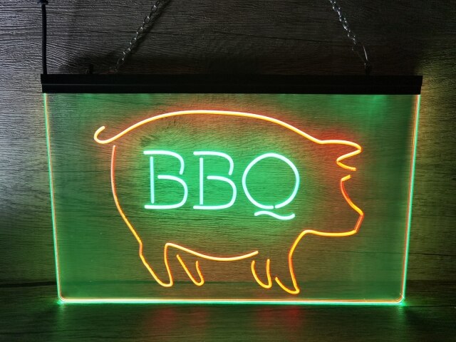 BBQ Pig Two Tone Illuminated Sign