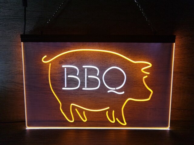 BBQ Pig Two Tone Illuminated Sign
