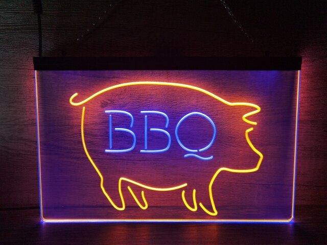 BBQ Pig Two Tone Illuminated Sign