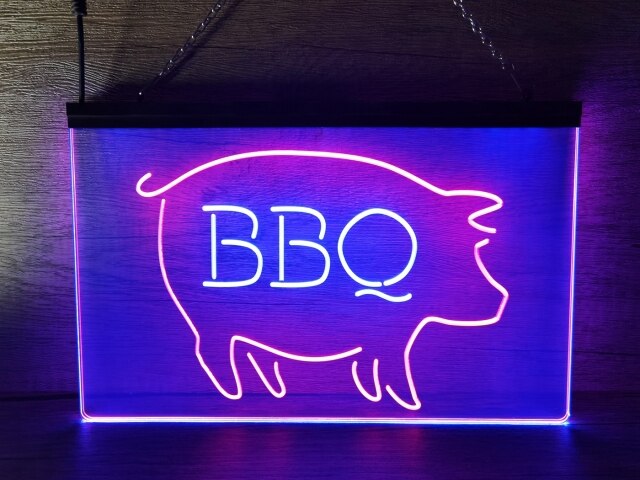 BBQ Pig Two Tone Illuminated Sign