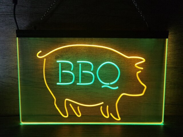 BBQ Pig Two Tone Illuminated Sign