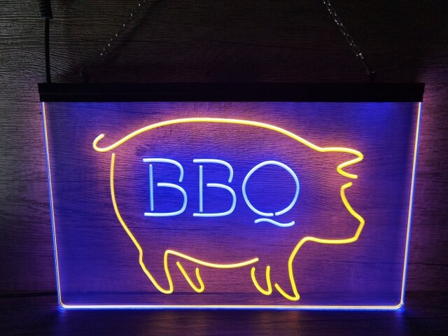 BBQ Pig Two Tone Illuminated Sign