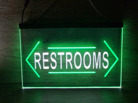 Restrooms Both Sides Two Tone Illuminated Sign