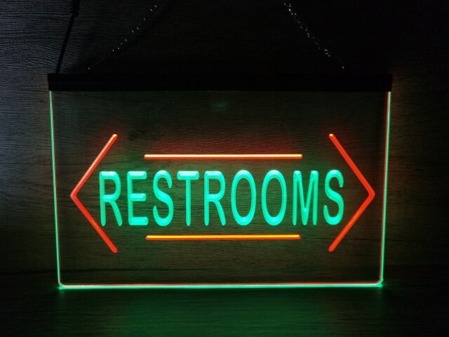 Restrooms Both Sides Two Tone Illuminated Sign
