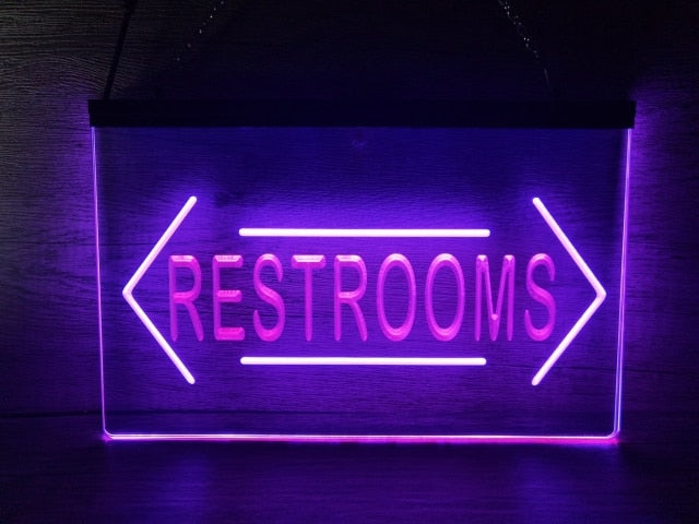 Restrooms Both Sides Two Tone Illuminated Sign