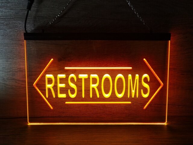 Restrooms Both Sides Two Tone Illuminated Sign