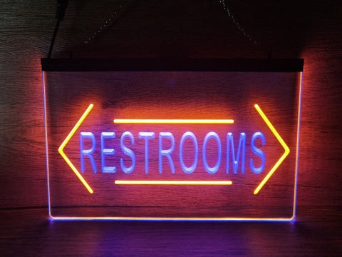 Restrooms Both Sides Two Tone Illuminated Sign